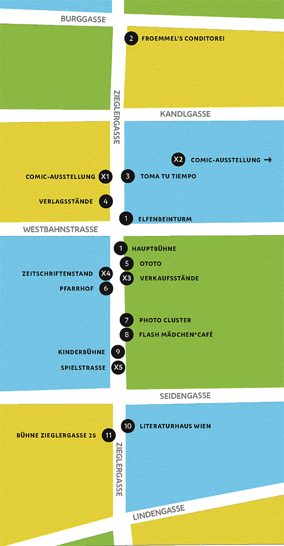 Locationplan Literaturmeile Zieglergasse 1070 Wien